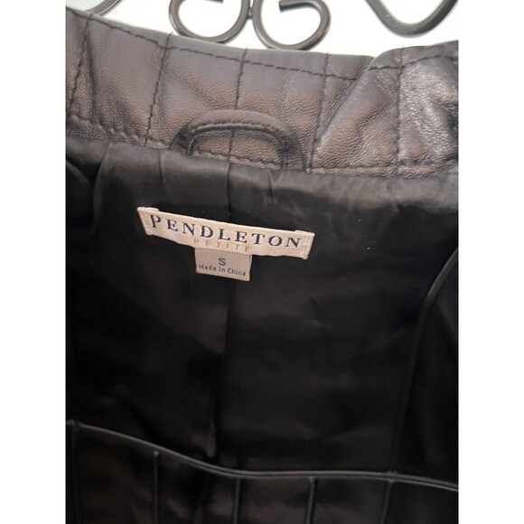 Pendleton black quilted leather lined buttoned long sleeve jacket Small Petite - Picture 3 of 5